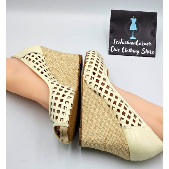 Lilly Pulitzer Women's Ivory Leather Resort Chic Basketweave Sandals Sz 8.5 2315 - Picture 12 of 16